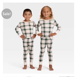 NEW Wondershop Kids Plaid Pajama Set - Green and White